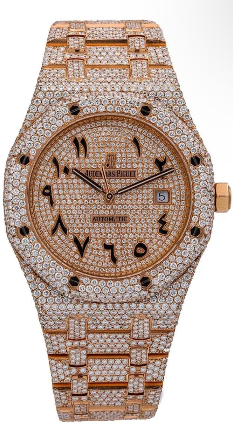 Audemars Piguet Royal Oak Selfwinding 41MM 15400OR Diamond Paved Eastern Arabic Dial Diamond Paved Bezel 18K Rose Gold