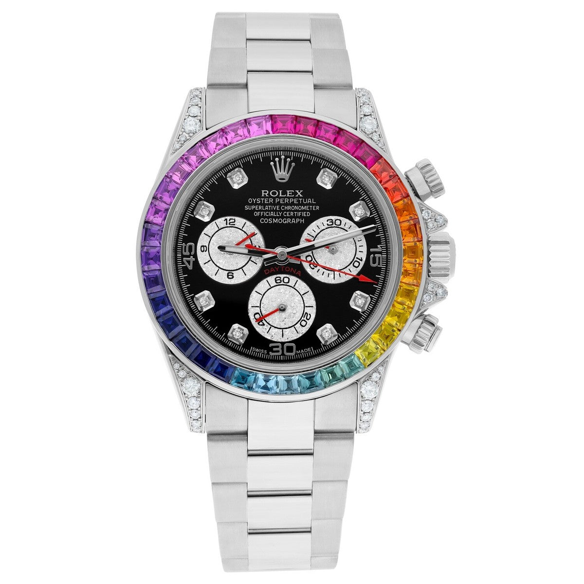 ROLEX Cosmograph Daytona Chronograph Rainbow Diamond Black Dial Watch