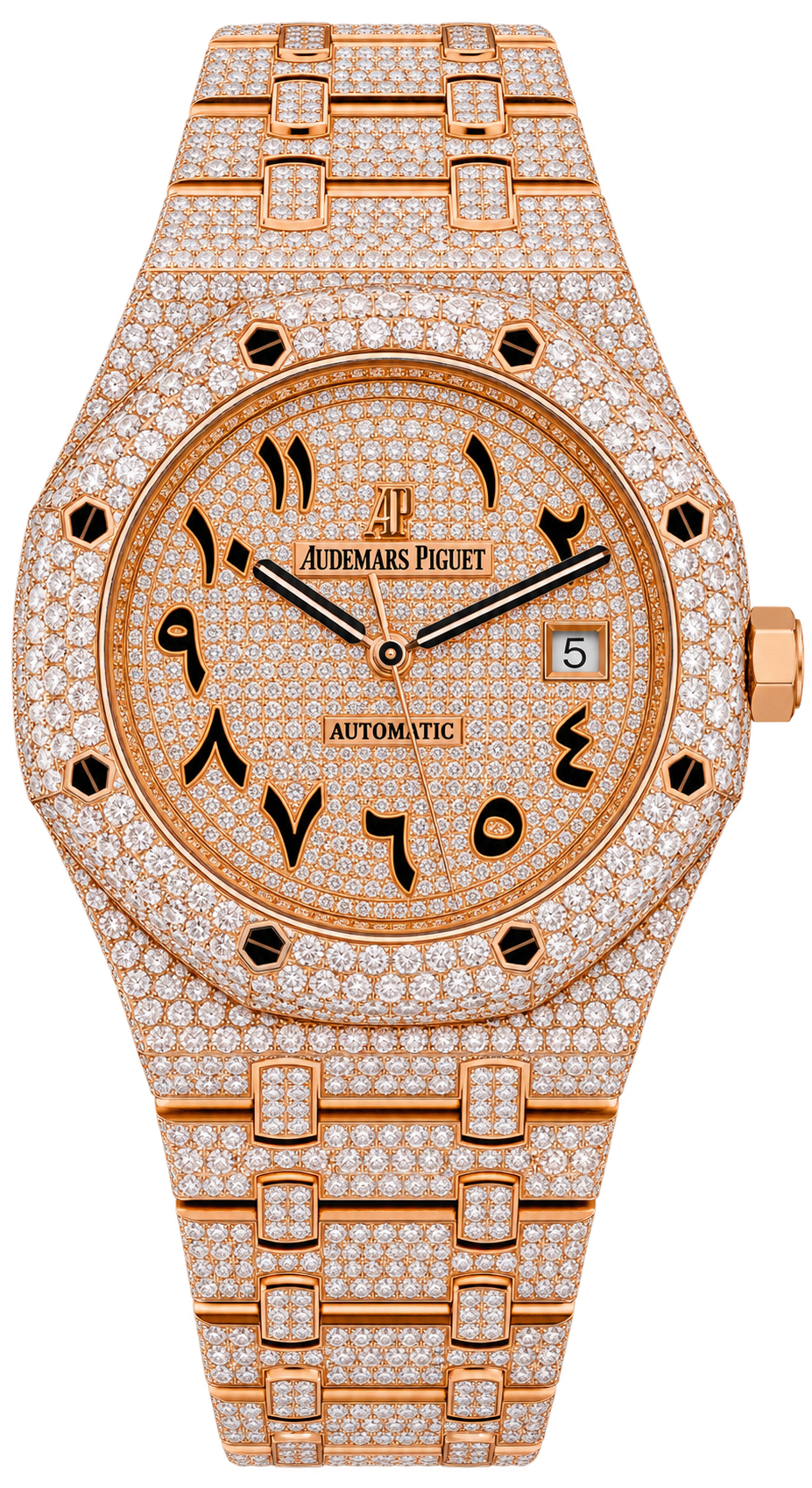 Audemars Piguet Royal Oak Selfwinding 41MM 15400OR Diamond Paved Eastern Arabic Dial Diamond Paved Bezel 18K Rose Gold