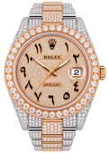 Diamond Rose Gold Iced Out Rolex Datejust 41 | 25 Carats Of Diamonds | Custom Full Diamond Arabic Dial | Oyster Band